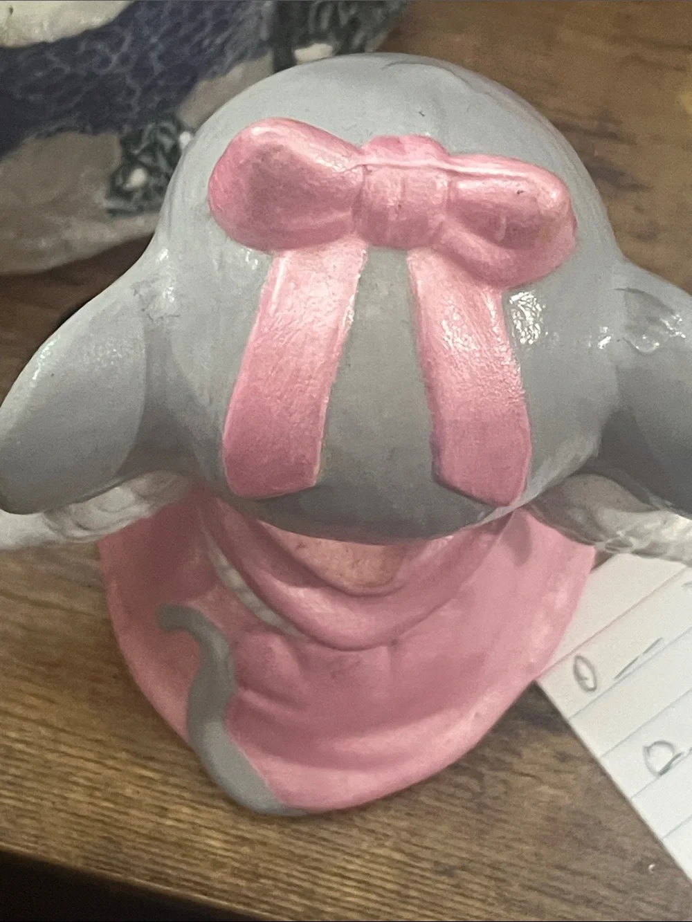 Pink and Gray Angel Mouse with Pink Bow Figurine Home Accent Decor 058
